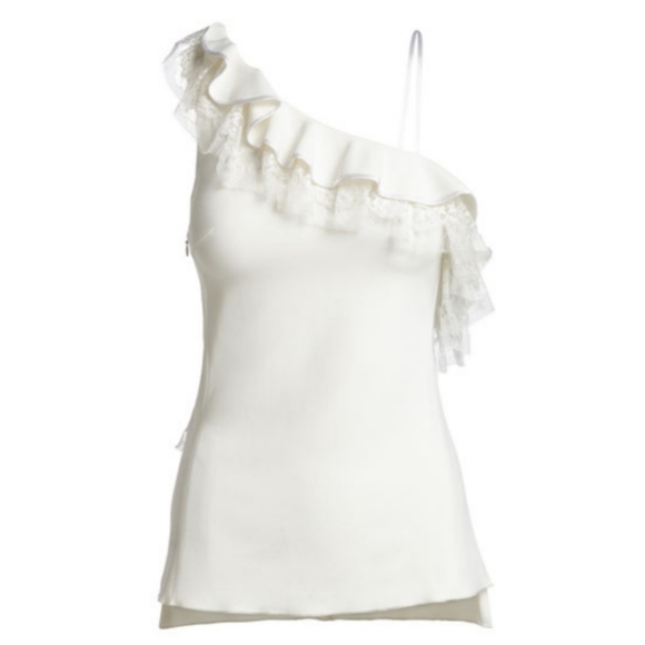 NWT Adam Lippes Strappy Ruffled Lace Trim Top - Picture 1 of 14